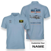 Thumbnail for Sikorsky MH-60S Seahawk design on light blue+name double-side polo t-shirt, double-side print