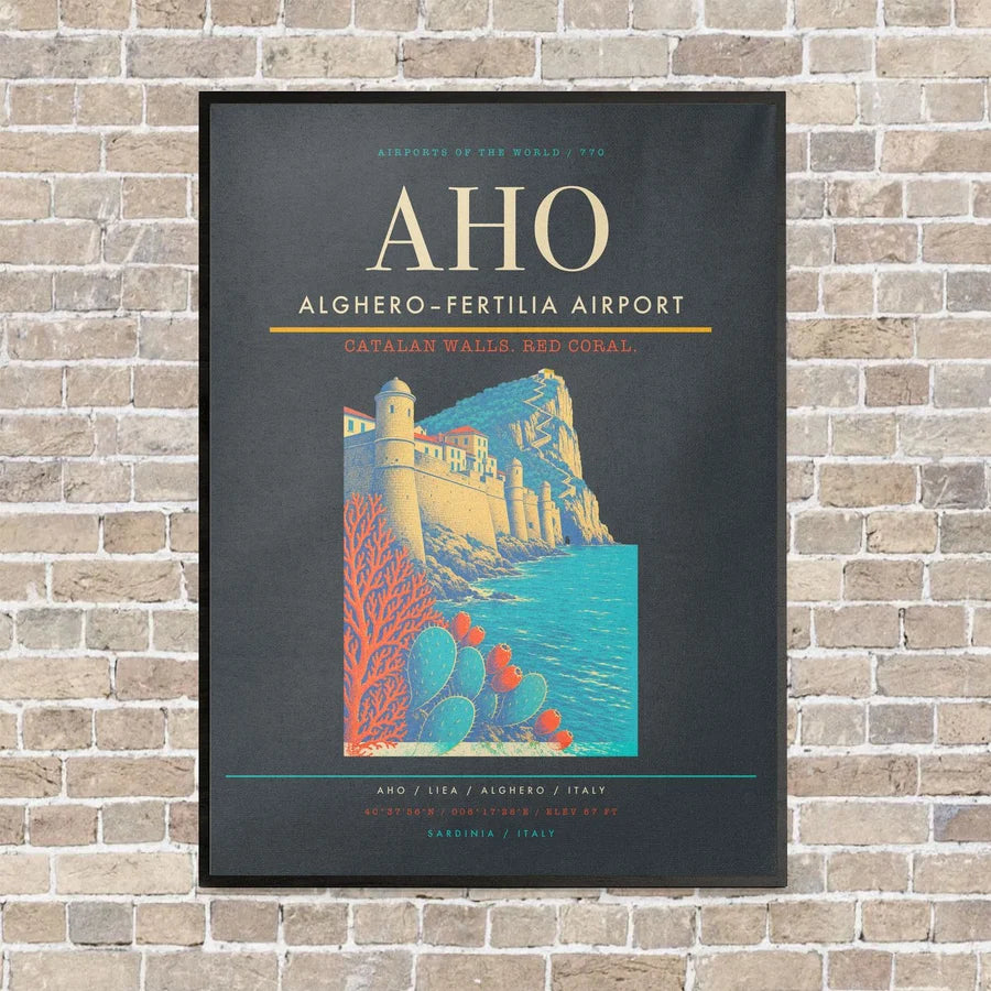 Alghero–Fertilia Airport AHO - Canvas Framed - Gray