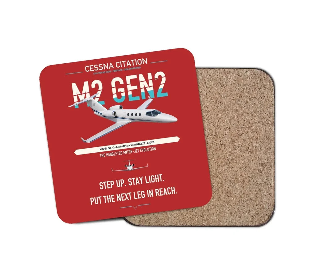 Cessna Citation M2 Gen2 design on red 1 piece coaster