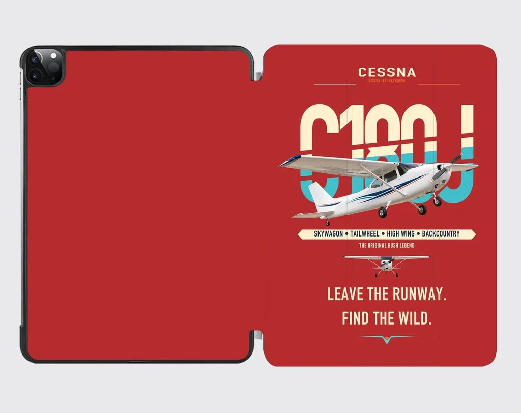 Cessna 180J Skywagon design on red ipad tablet case