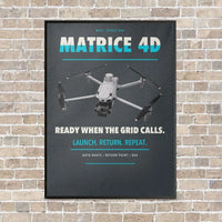 Thumbnail for DJI Matrice 4D vertical canvas print - framed - gray background