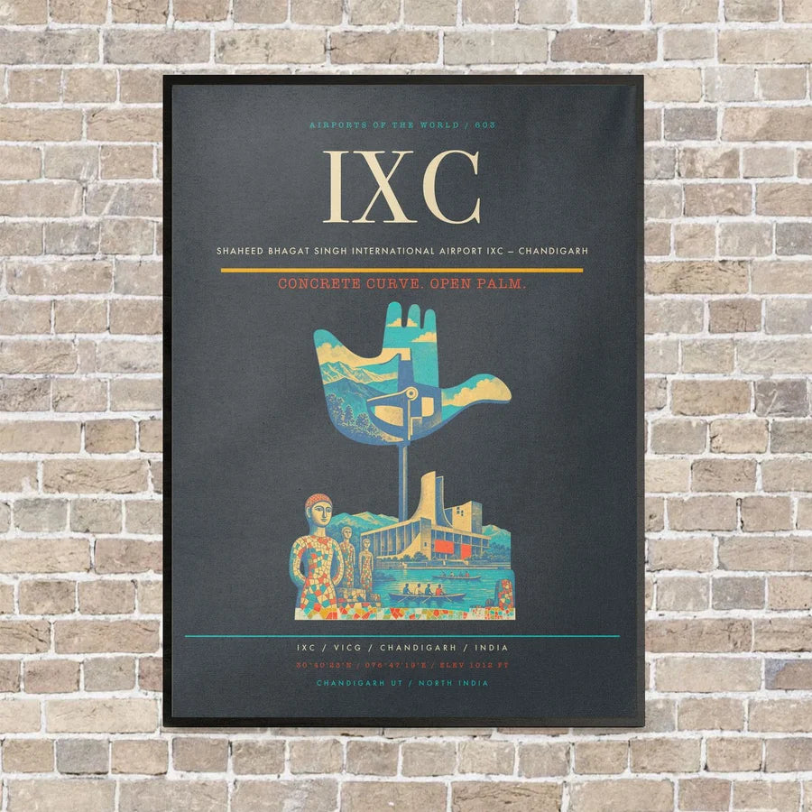 Shaheed Bhagat Singh International Airport IXC — Chandigarh vertical canvas print - framed - gray background