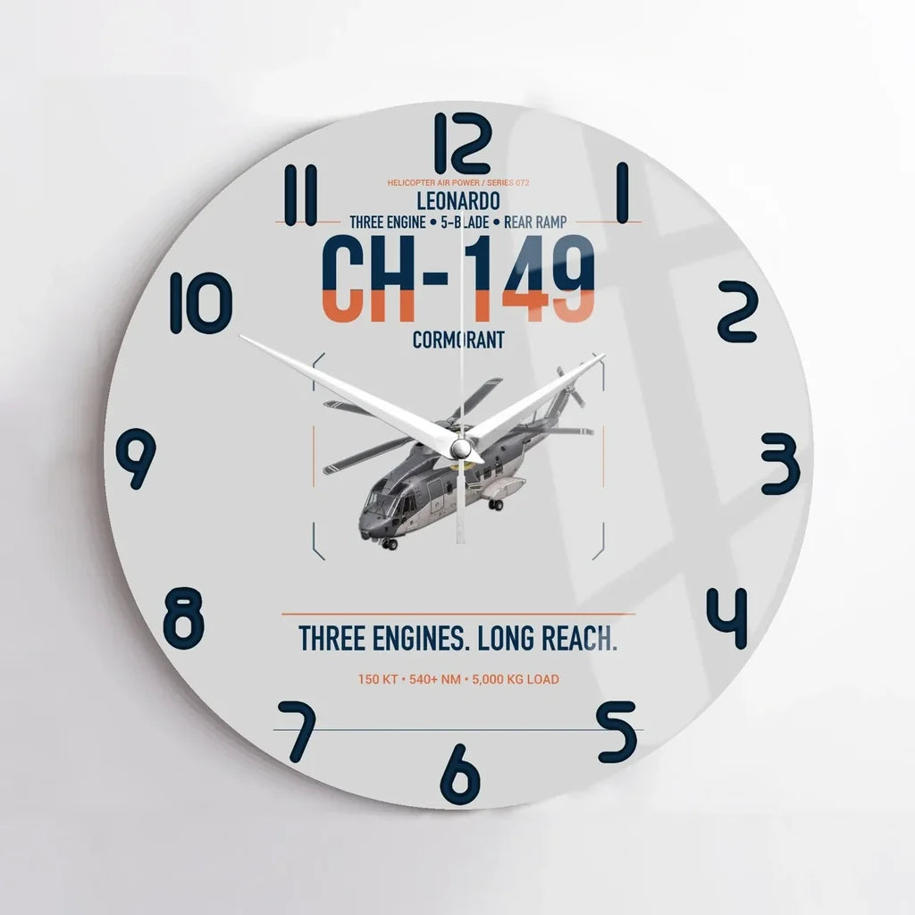 Leonardo CH-149 Cormorant design on light gray no frame wall clock