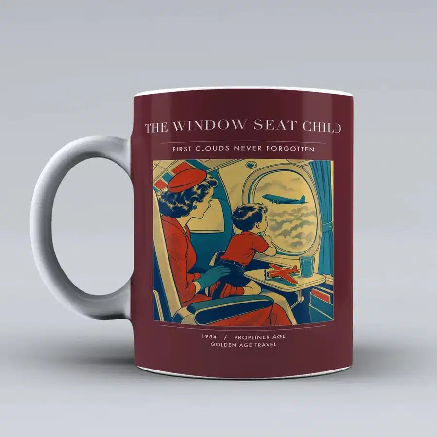 VINTAGE G4215 - The Window Seat Child - Ceramic Mug design on darkred