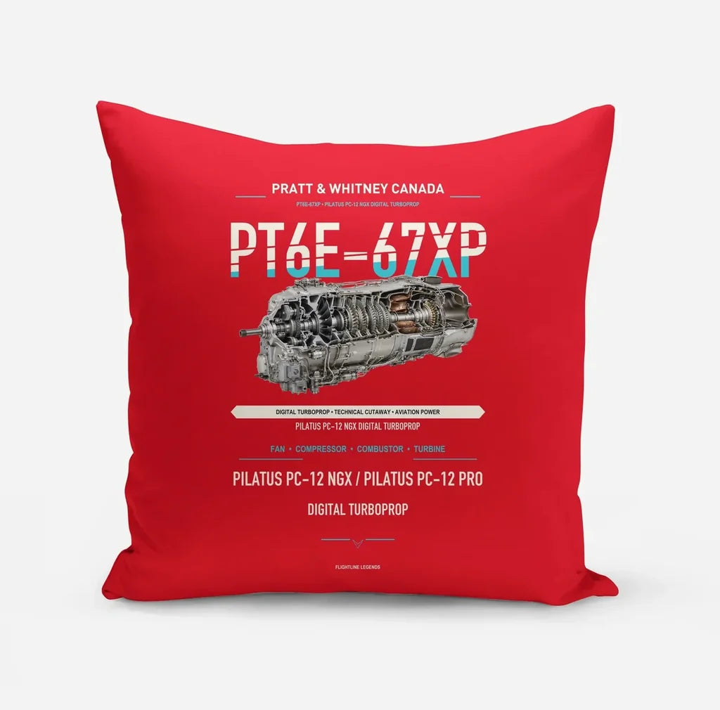 PT6E-67XP design on red pillow