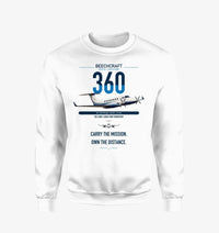 Thumbnail for Beechcraft King Air 360 design on white sweatshirt