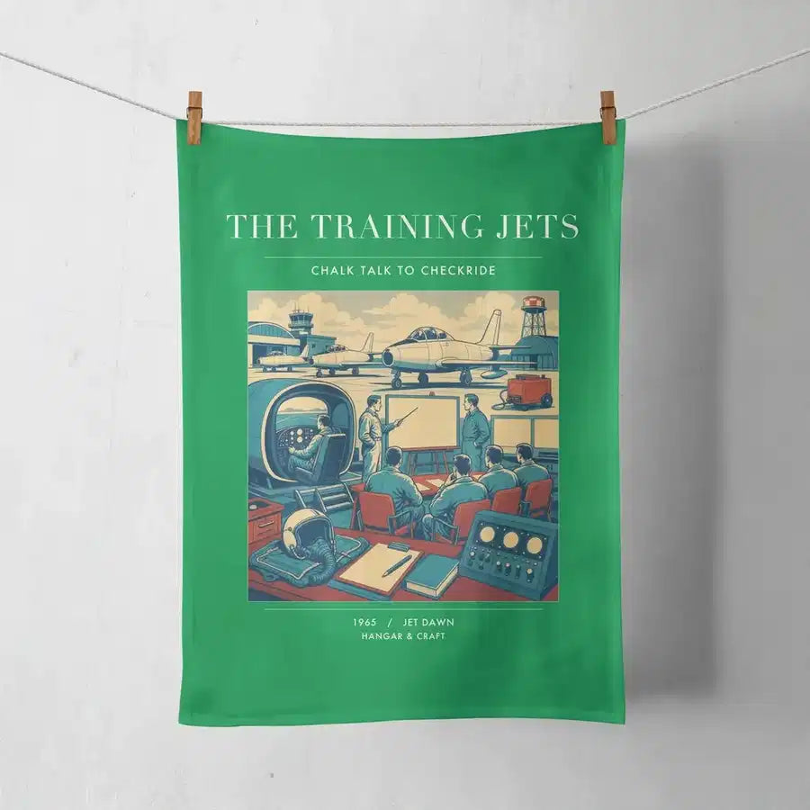 VINTAGE G4126 - The Training Jets - Designed Towels design on green