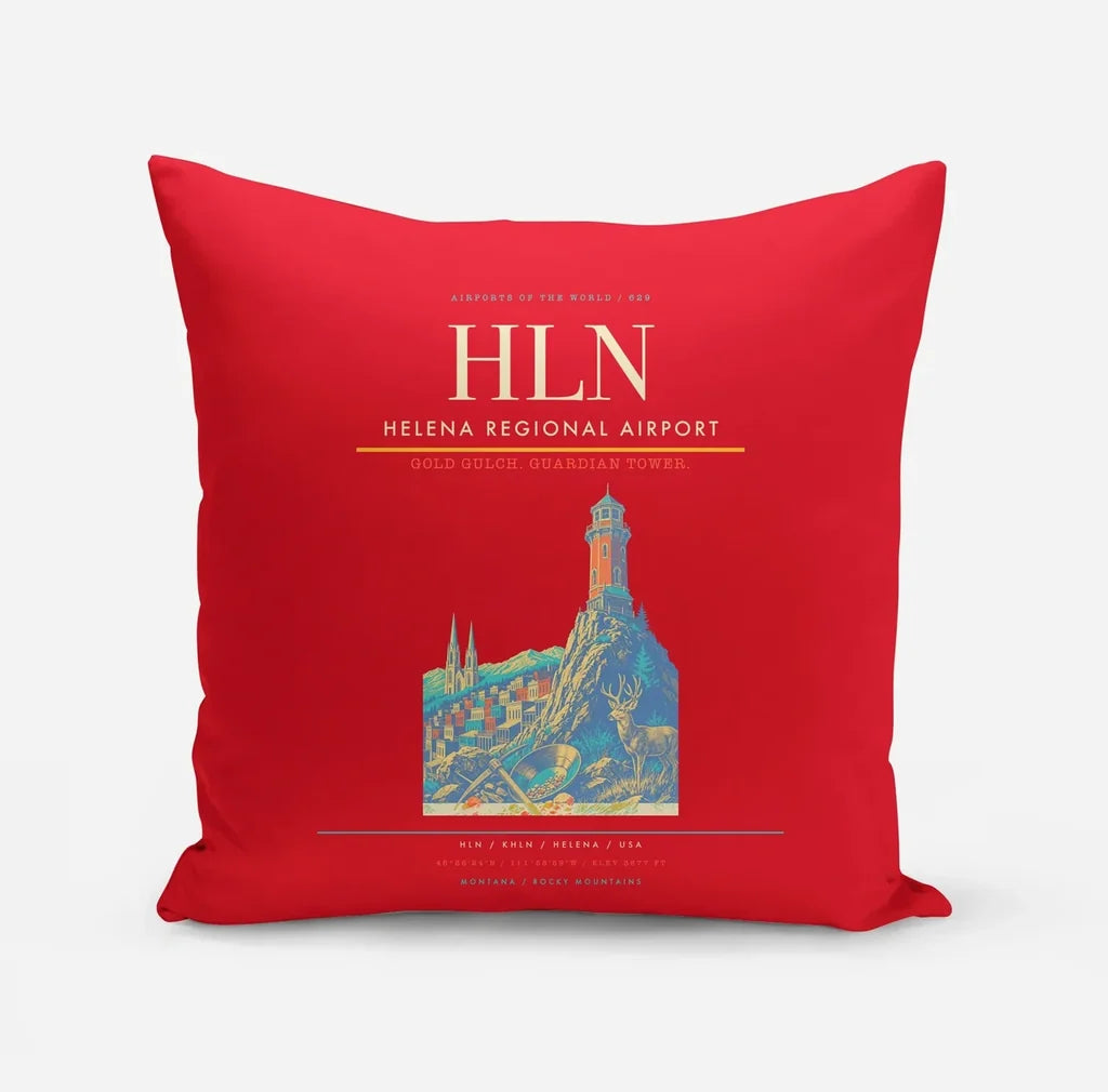 Helena Regional Airport (HLN) design on red pillow