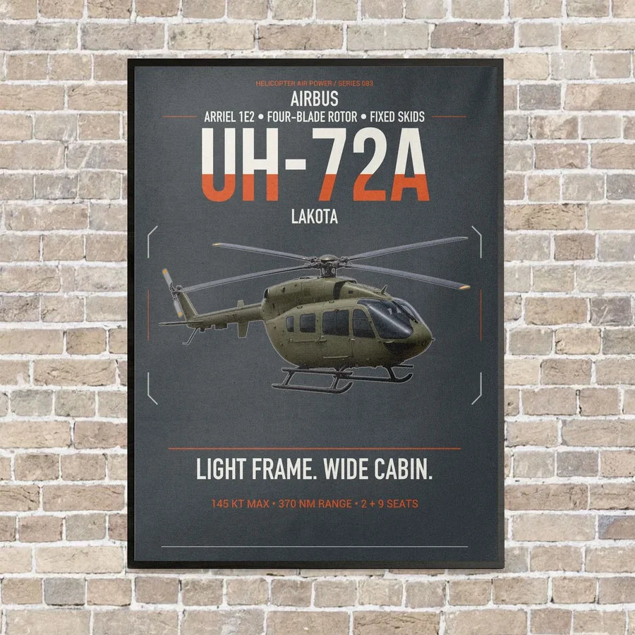 Airbus UH-72A Lakota vertical canvas print - framed - gray background