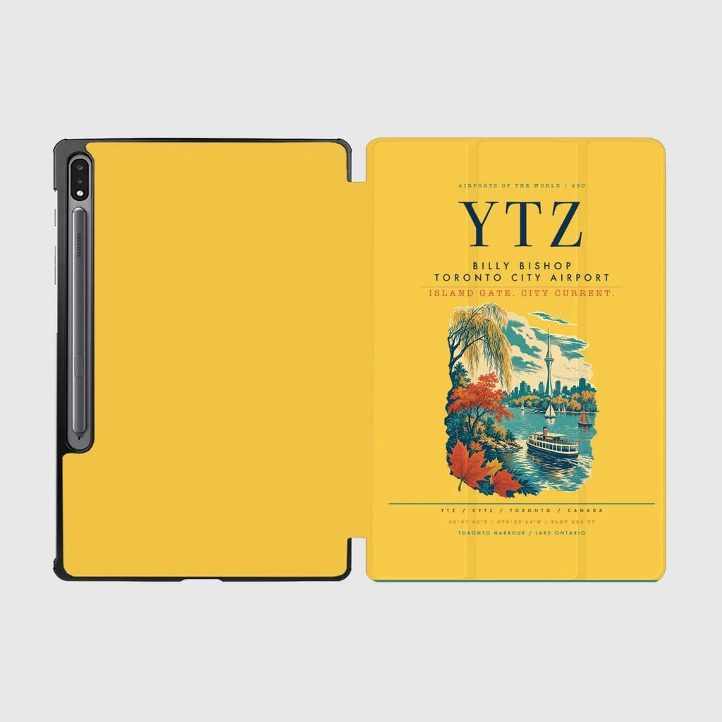 Billy Bishop Toronto City Airport (YTZ) design on yellow samsung tablet tablet case