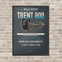 Thumbnail for TRENT 800 vertical canvas print - framed - gray background