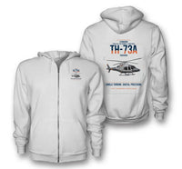 Thumbnail for Leonardo TH-73A Thrasher design on white premium zipped hoodie, double-side print