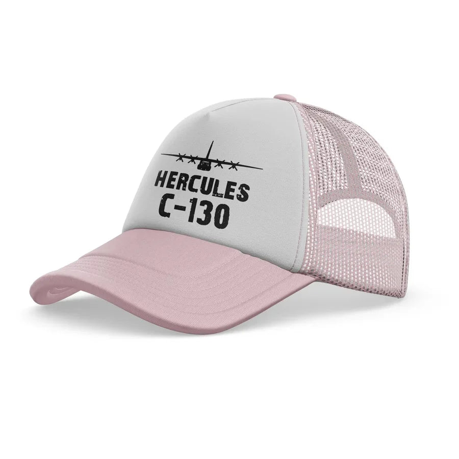Military Transport Airplane C 130 trucker cap - light pink