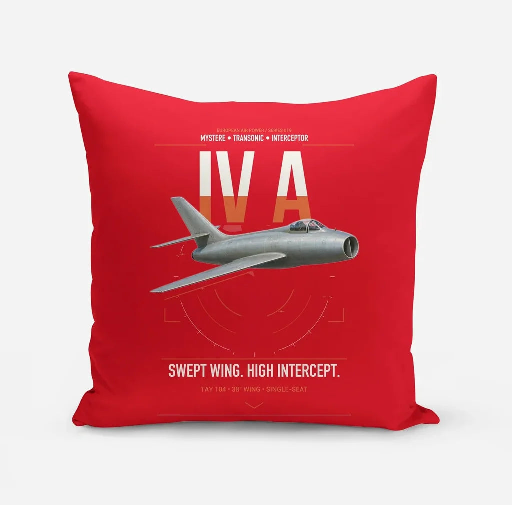 Dassault Mystère IV A design on red pillow