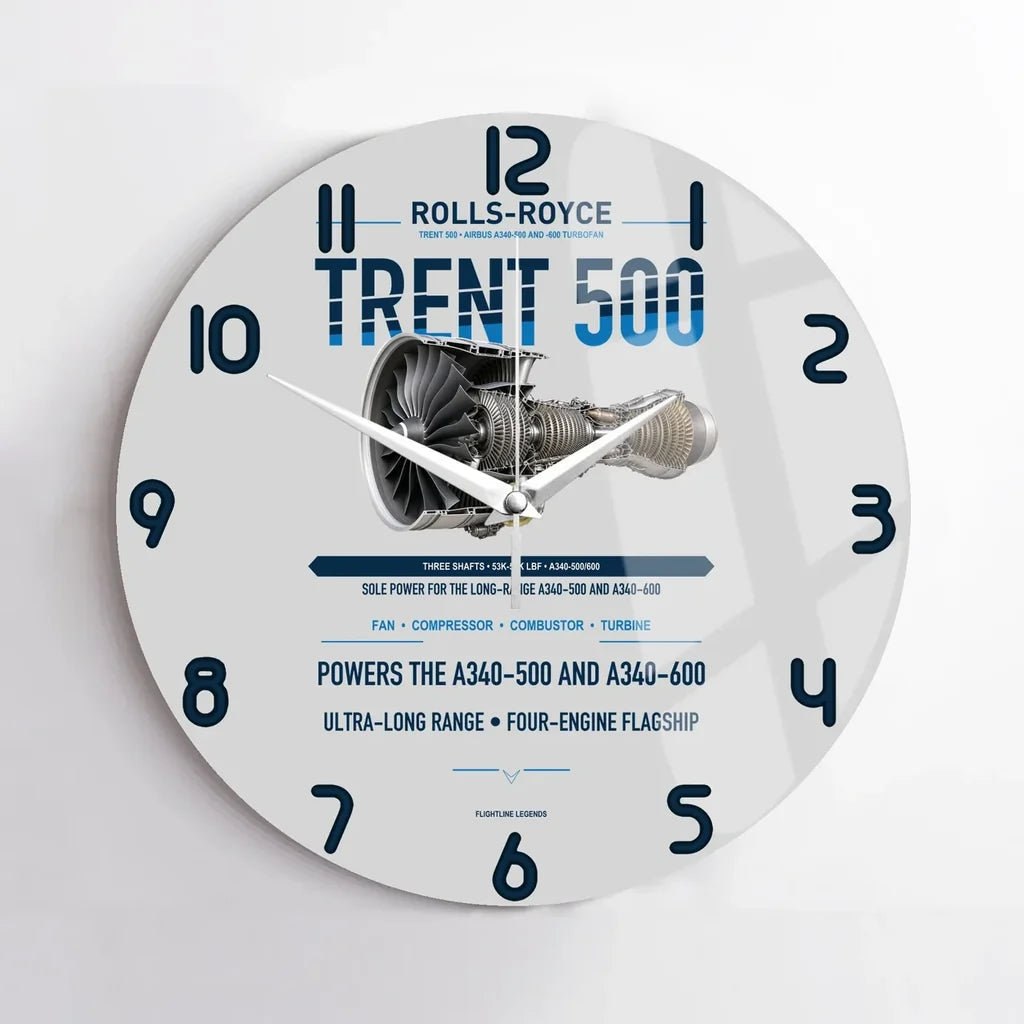TRENT 500 design on light gray no frame wall clock