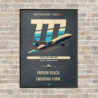 Thumbnail for Boeing 777-200ER vertical canvas print - framed - gray background