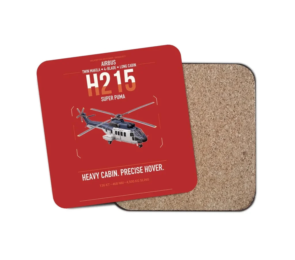 Airbus H215 design on red 1 piece coaster