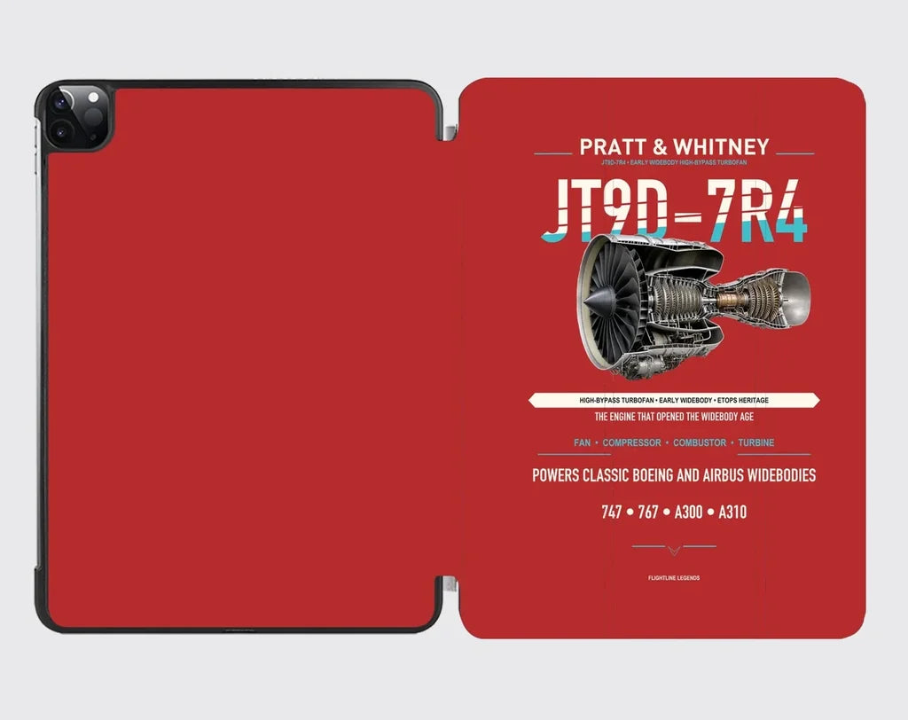 JT9D-7R4 design on red ipad tablet case