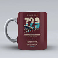 Thumbnail for Boeing 720B double-side print on dark red ceramic mug