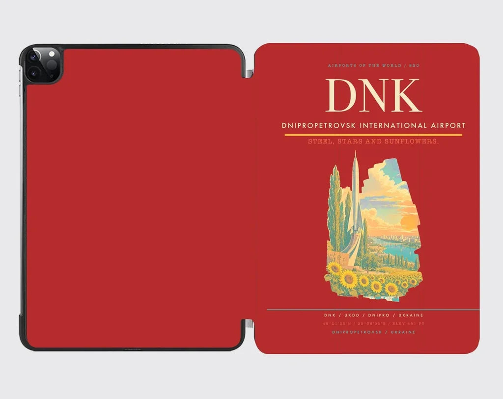 Dnipropetrovsk International Airport (DNK) design on red ipad tablet case