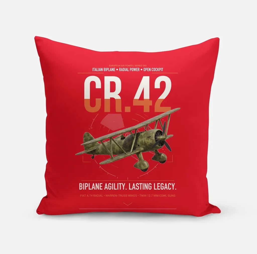 Fiat CR.42 Falco design on red pillow
