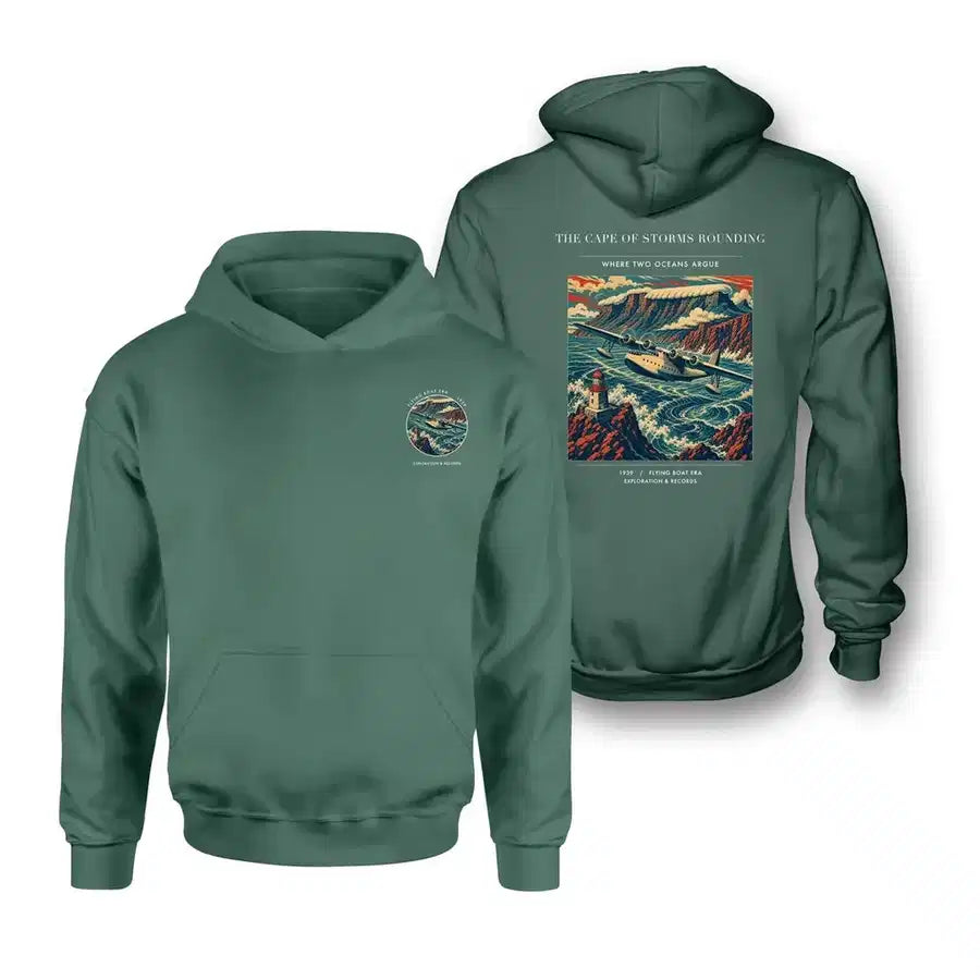VINTAGE G4494 - The Cape Of Storms Rounding - Double-Side Hoodie design on green double side