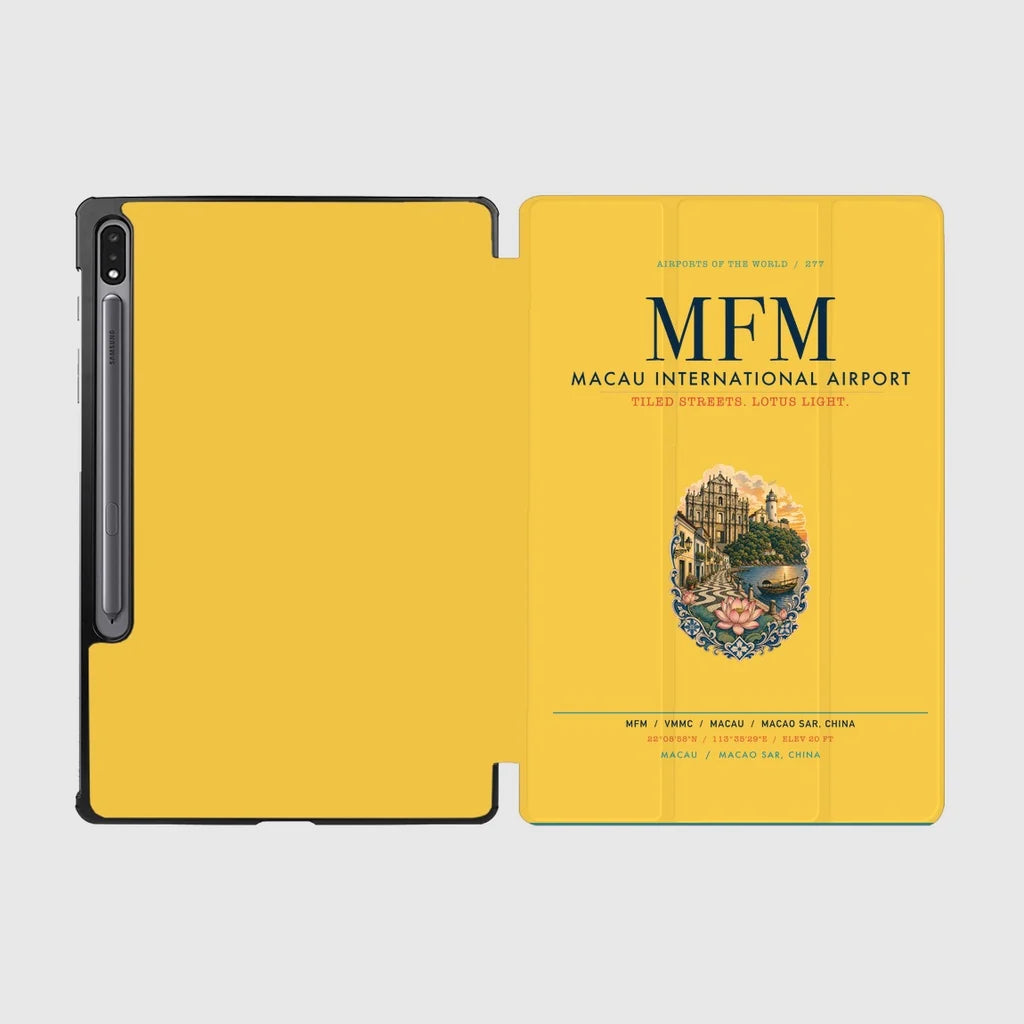 Macau International Airport (MFM) design on yellow samsung tablet tablet case
