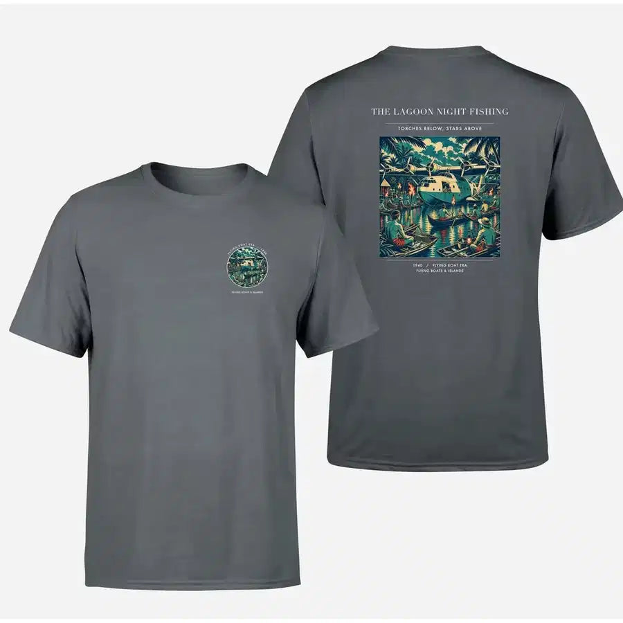 VINTAGE G4407 - The Lagoon Night Fishing - Double-Side T-Shirt design on gray double side t shirt