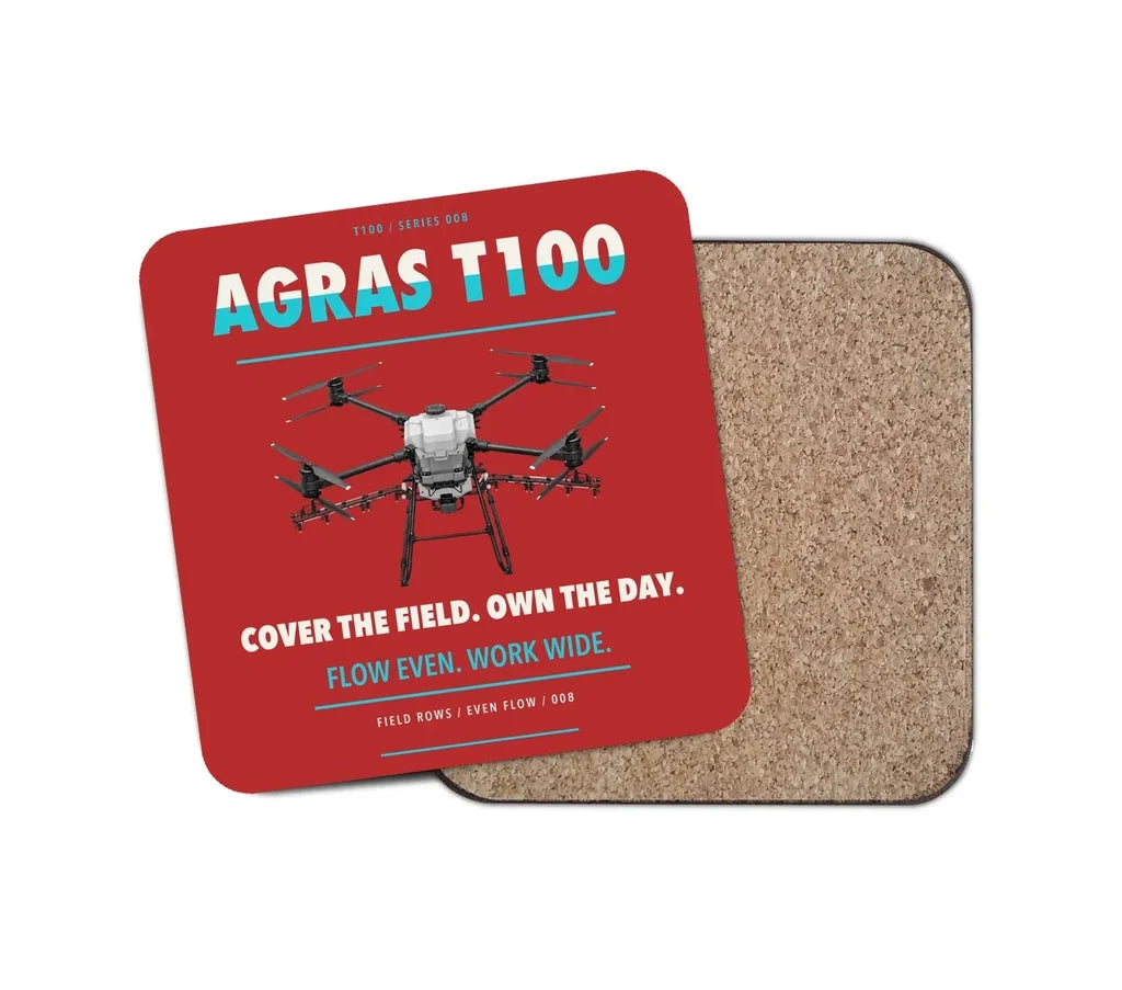 DJI Agras T100 design on red 1 piece coaster