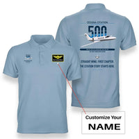 Thumbnail for Cessna Citation 500 - Citation I design on light blue+name double-side polo t-shirt, double-side print