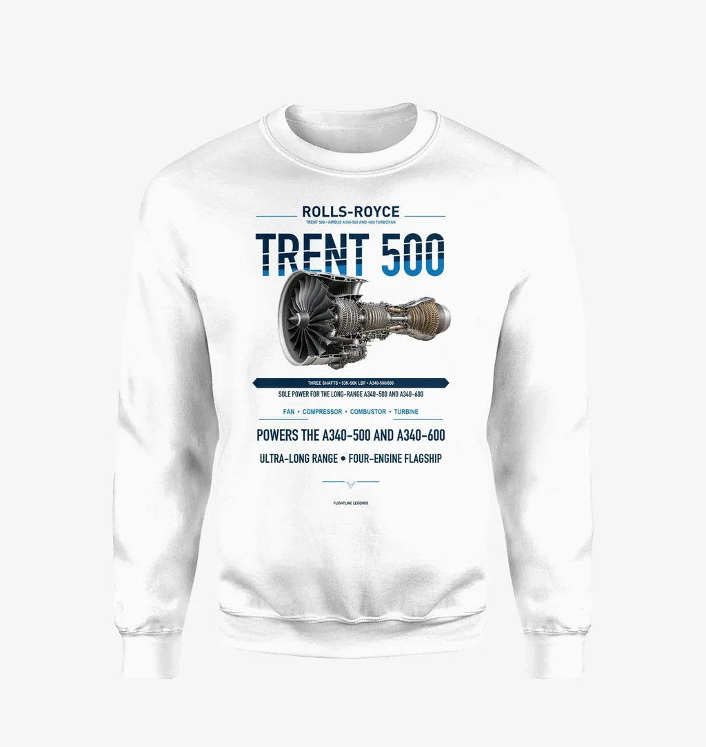 TRENT 500 design on white sweatshirt