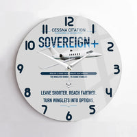Thumbnail for Cessna Citation Sovereign+ design on light gray no frame wall clock