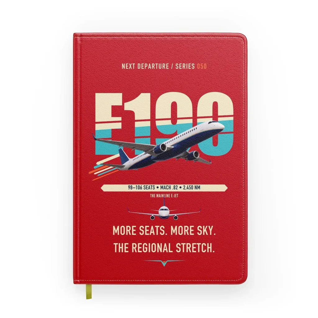 Embraer E190 design on red notebook