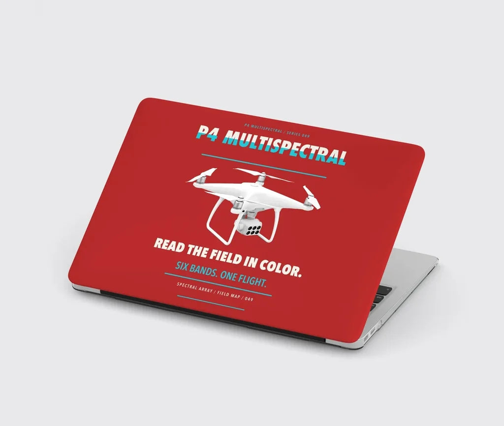 DJI P4 Multispectral design on red MacBook case