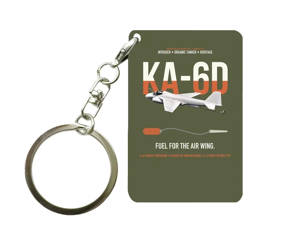 KA-6D Intruder design on green army designed key chain, double-side print