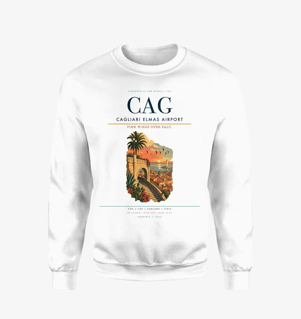 Cagliari Elmas Airport CAG Sweatshirt - White