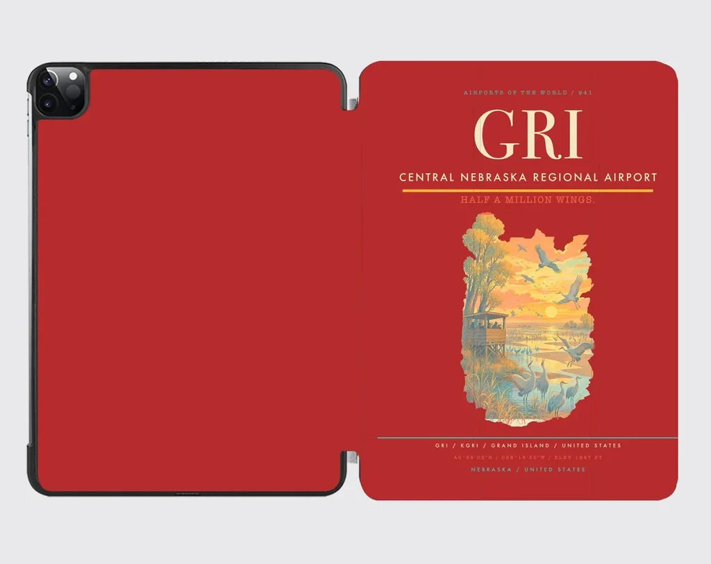 Central Nebraska Regional Airport (GRI) design on red ipad tablet case