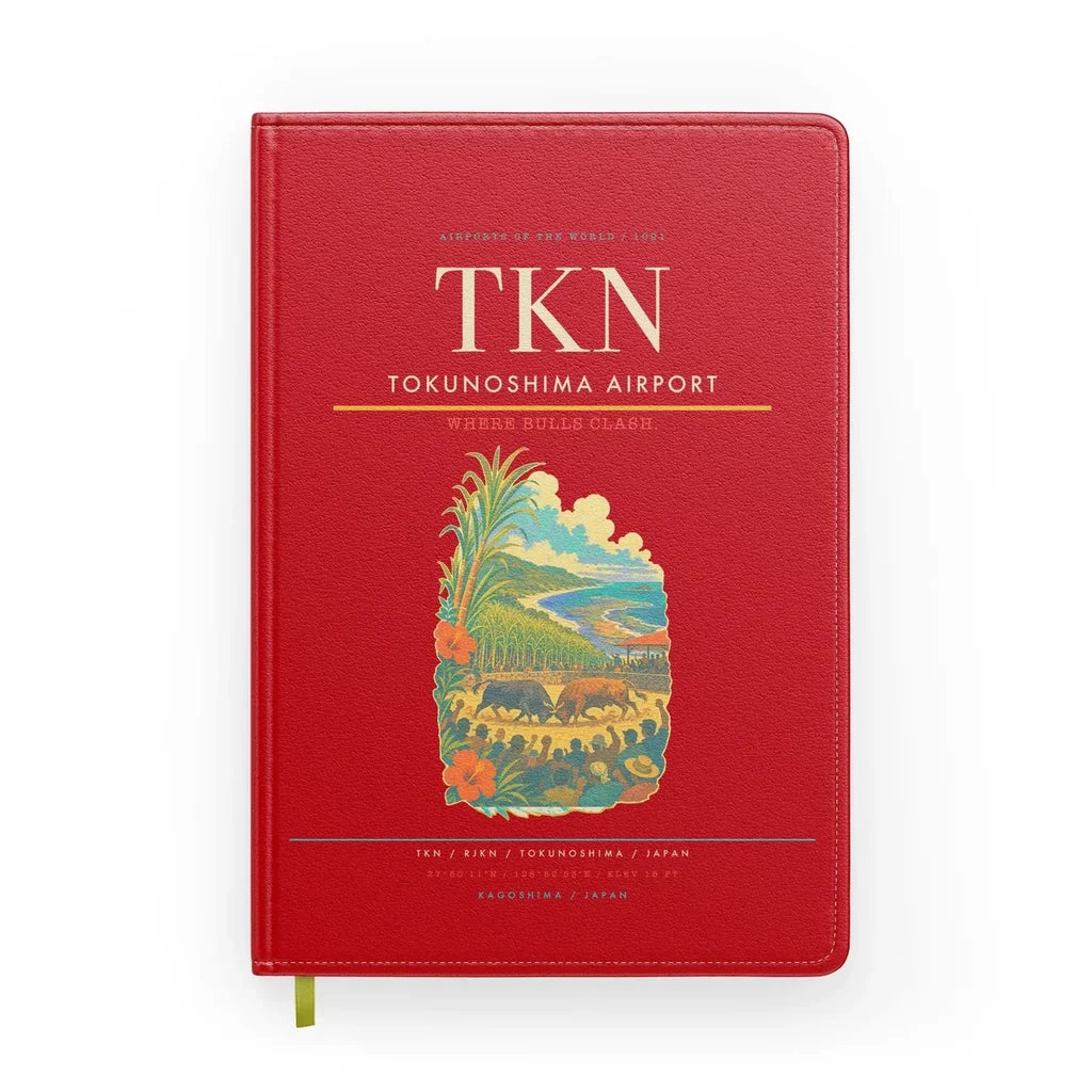 Tokunoshima Airport (TKN) design on red notebook