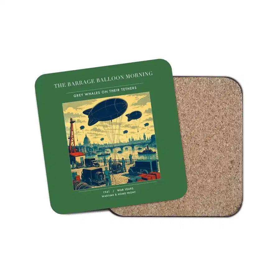 The Barrage Balloon Morning - Designed Coasters design on green 1-piece