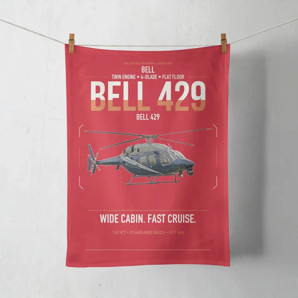 Bell 429 design on red towel