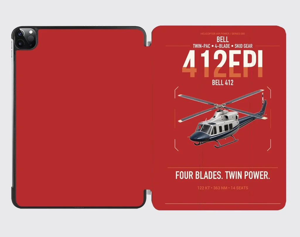 Bell 412EPI design on red ipad tablet case
