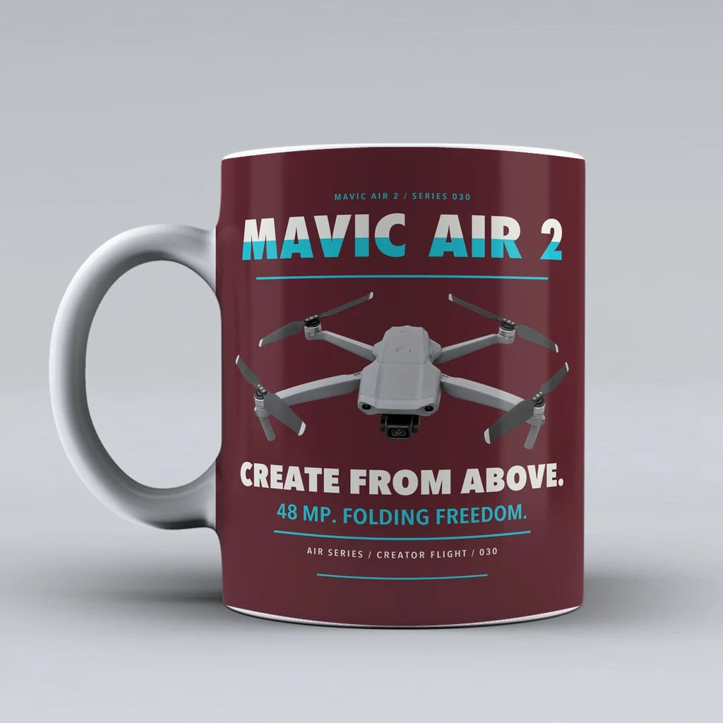 Mavic Air 2 Mug design on dark red dji