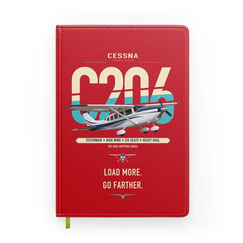 Cessna 206 Stationair design on red notebook