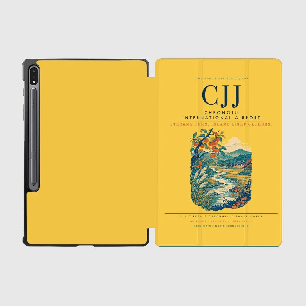 Cheongju International Airport (CJJ) design on yellow samsung tablet tablet case