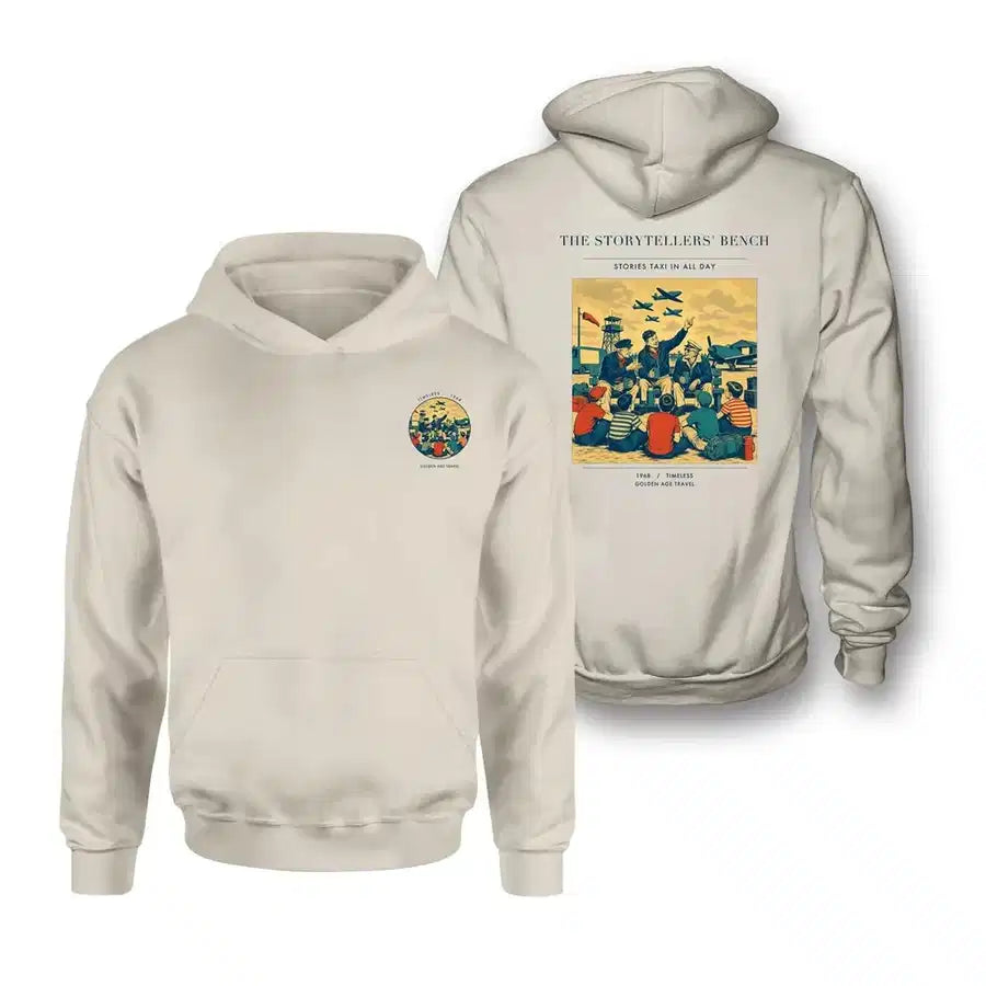 VINTAGE G4430 - The Storytellers' Bench - Double-Side Hoodie design on khaki double side
