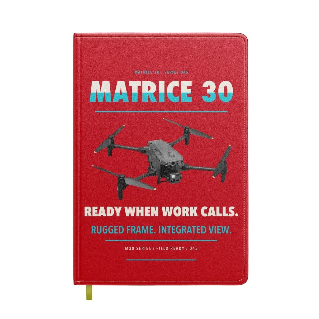DJI Matrice 30 design on red notebook