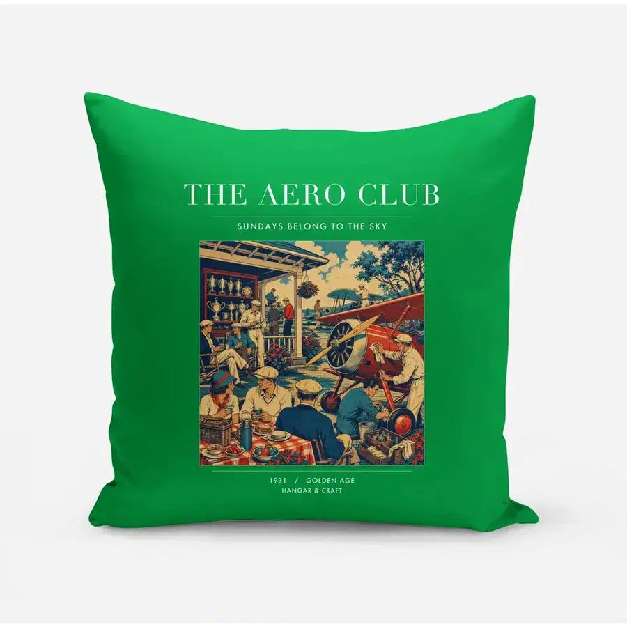 VINTAGE G4047 - The Aero Club - Designed Pillows design on green