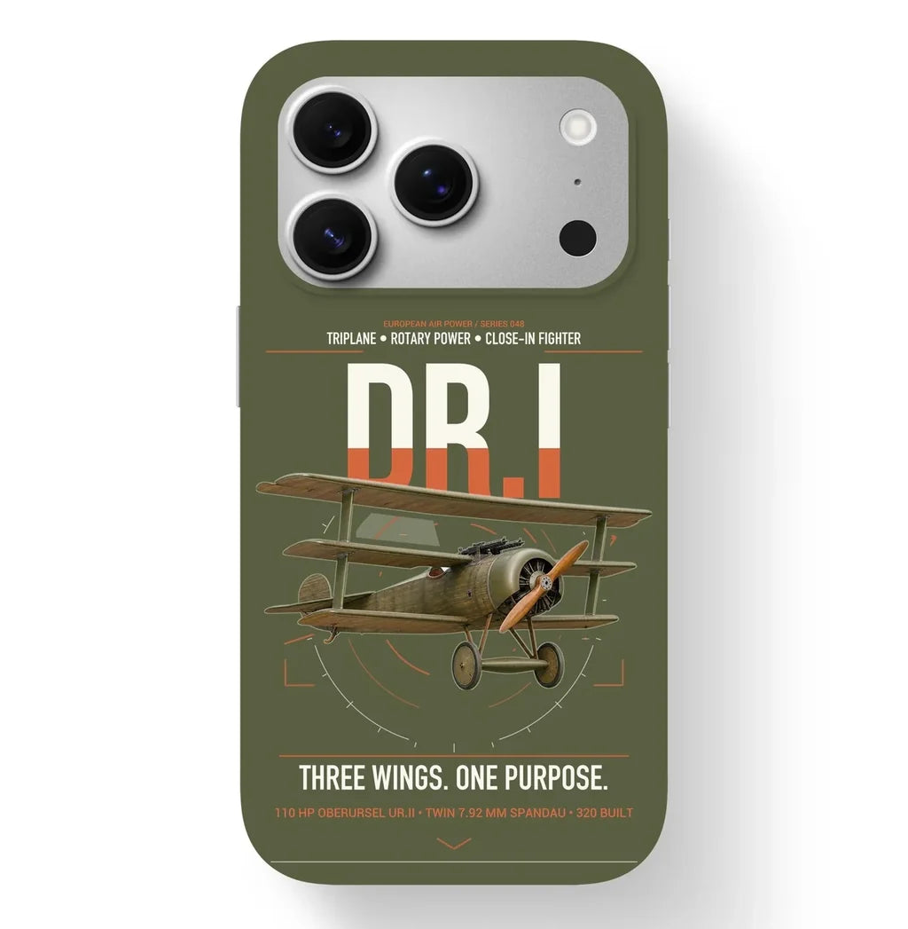 Fokker Dr.I design on green army magsafe iphone case, for iPhone 17 Pro