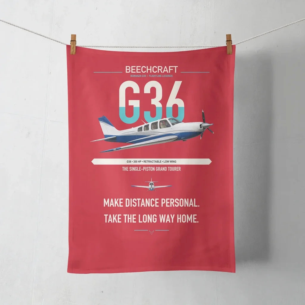 Beechcraft Bonanza G36 design on red towel