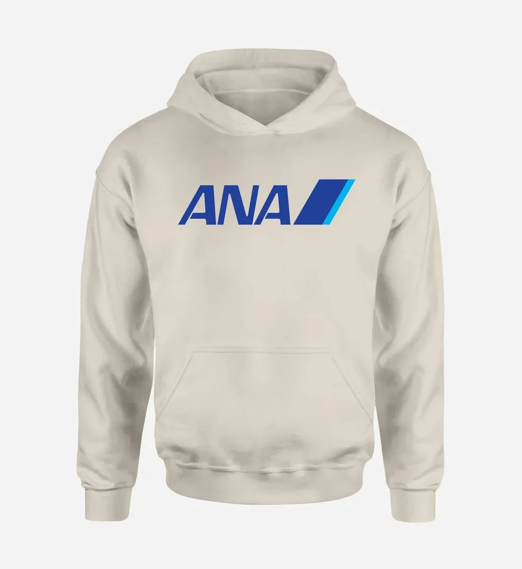 All Nippon Airways logo printed on khaki hoodie